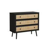 Cómoda de 3 Cajones con Patas de Madera