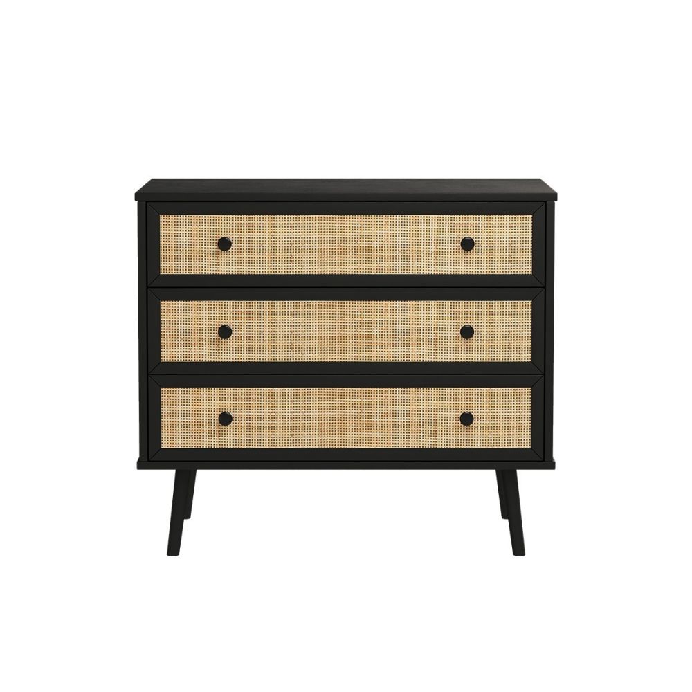 Cómoda de 3 Cajones con Patas de Madera