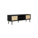Mueble Mesa TV de Ratán en Color Negro-Natural