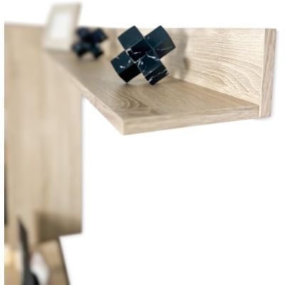 Meyvaser Mueble de salón y TV Moderno con Leds Color Cambria y Blanco Módulo de Comedor 259 Cm